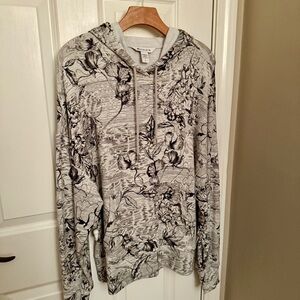 Athleta Black and Gray Floral Hoodie